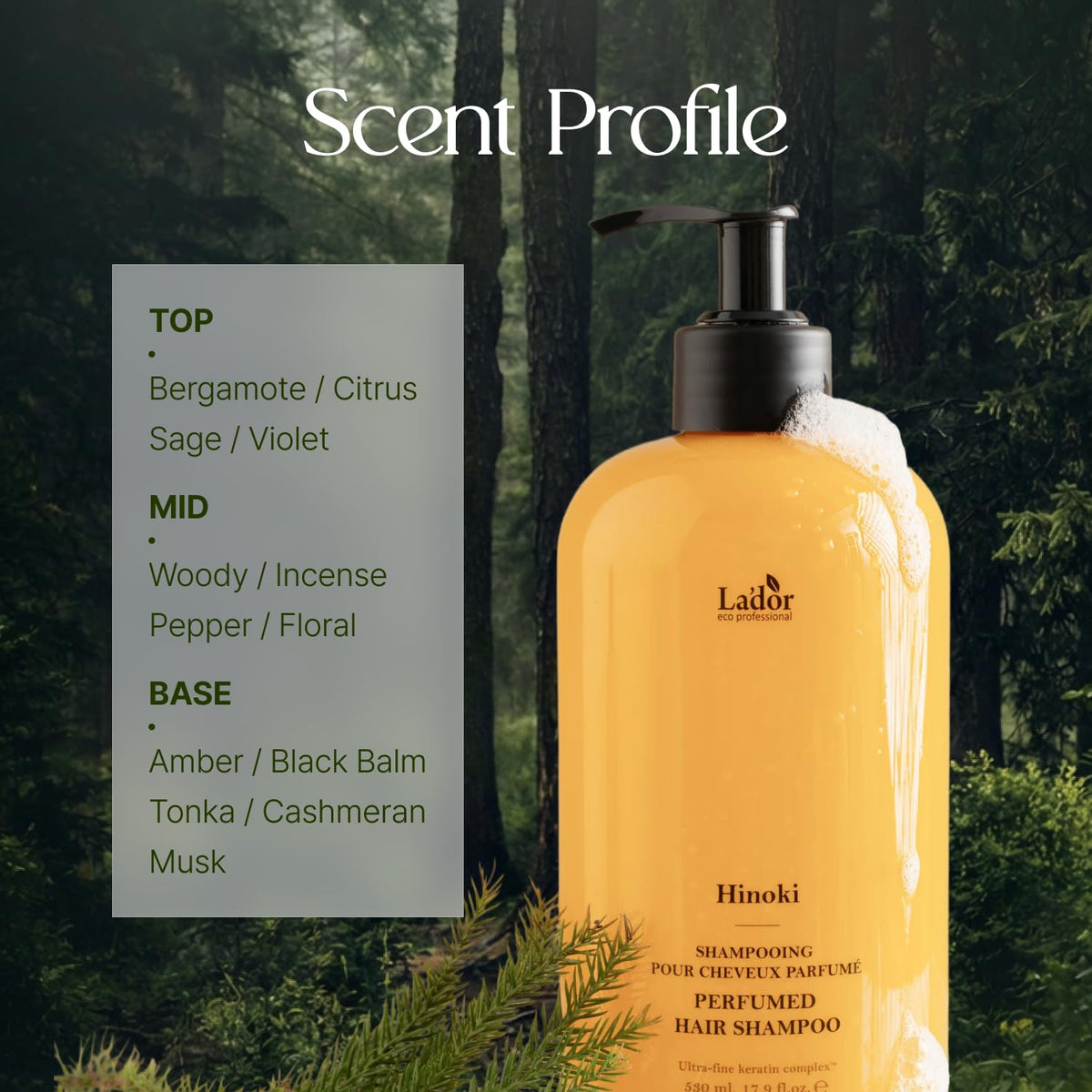 LA'DOR label close-up listing hydrolyzed proteins and ingredient benefits