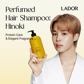 LA'DOR pump dispensing shampoo highlighting easy pour and control