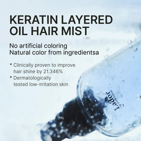 LA'DOR mist applied to damp hair demonstrating detangling benefit