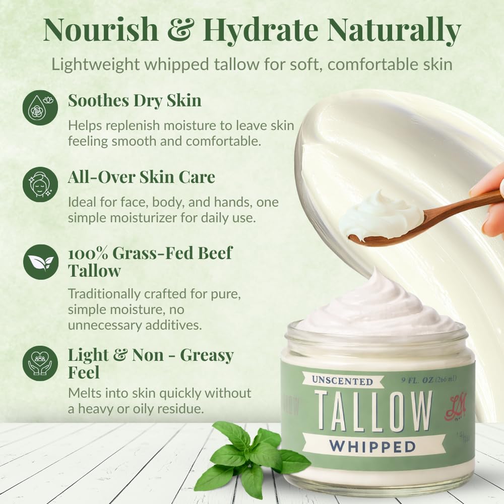 Lady May Tallow being applied to hand showing fast absorption and skin hydration