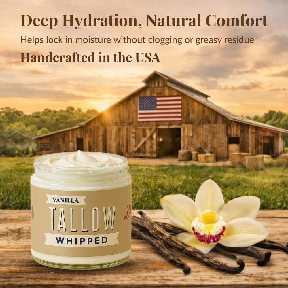 Lady May Tallow in a bathroom lifestyle scene suggesting daily routine and skin nourishment