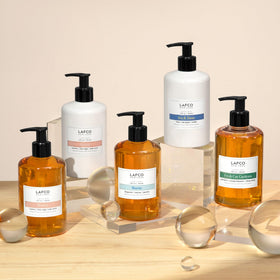 LAFCO NEW YORK bottle in styled bathroom conveying coastal ambiance benefit: room fragrance