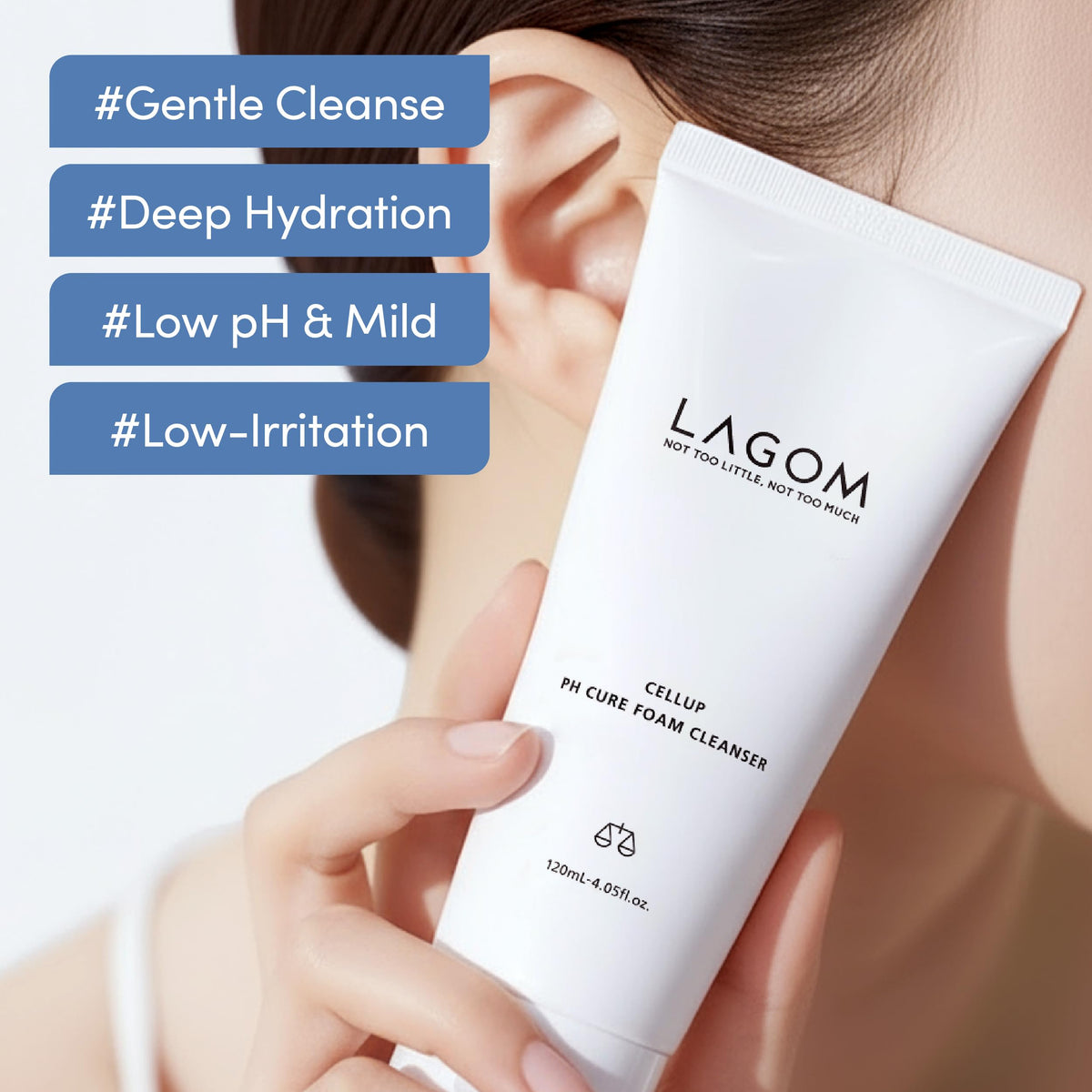 LAGOM foam texture close-up showing soft lather for gentle cleansing