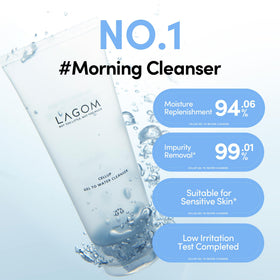 LAGOM pump dispensing gel, showing easy dosing and low-waste benefit