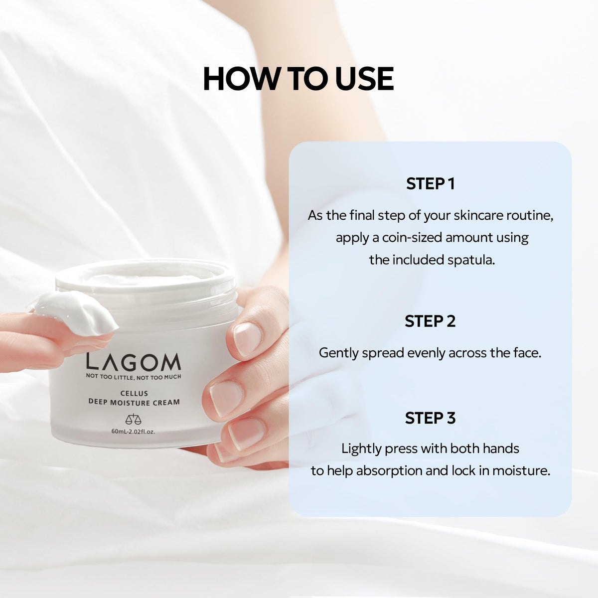 LAGOM jar staged with other skincare showing easy layering and routine fit