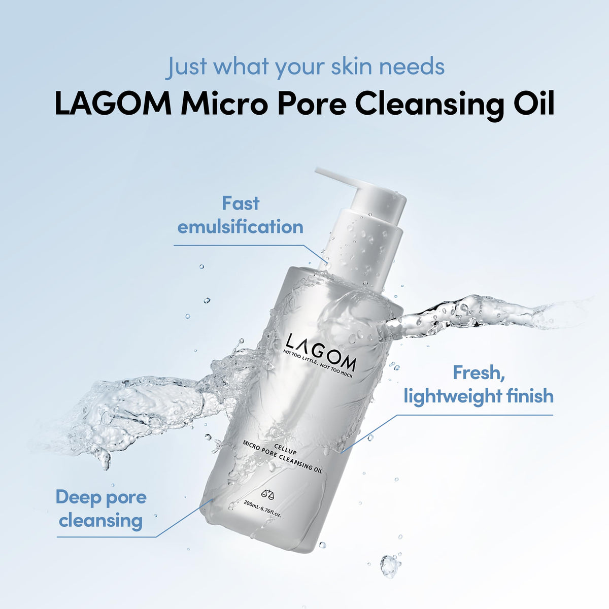 LAGOM pump close-up highlighting controlled dispense for less waste benefit