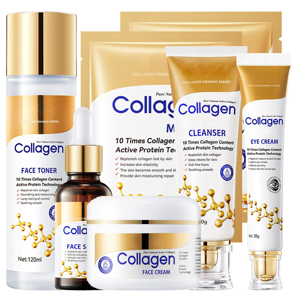 LAIKME front packaging showing the six-piece collagen set and gifting presentation