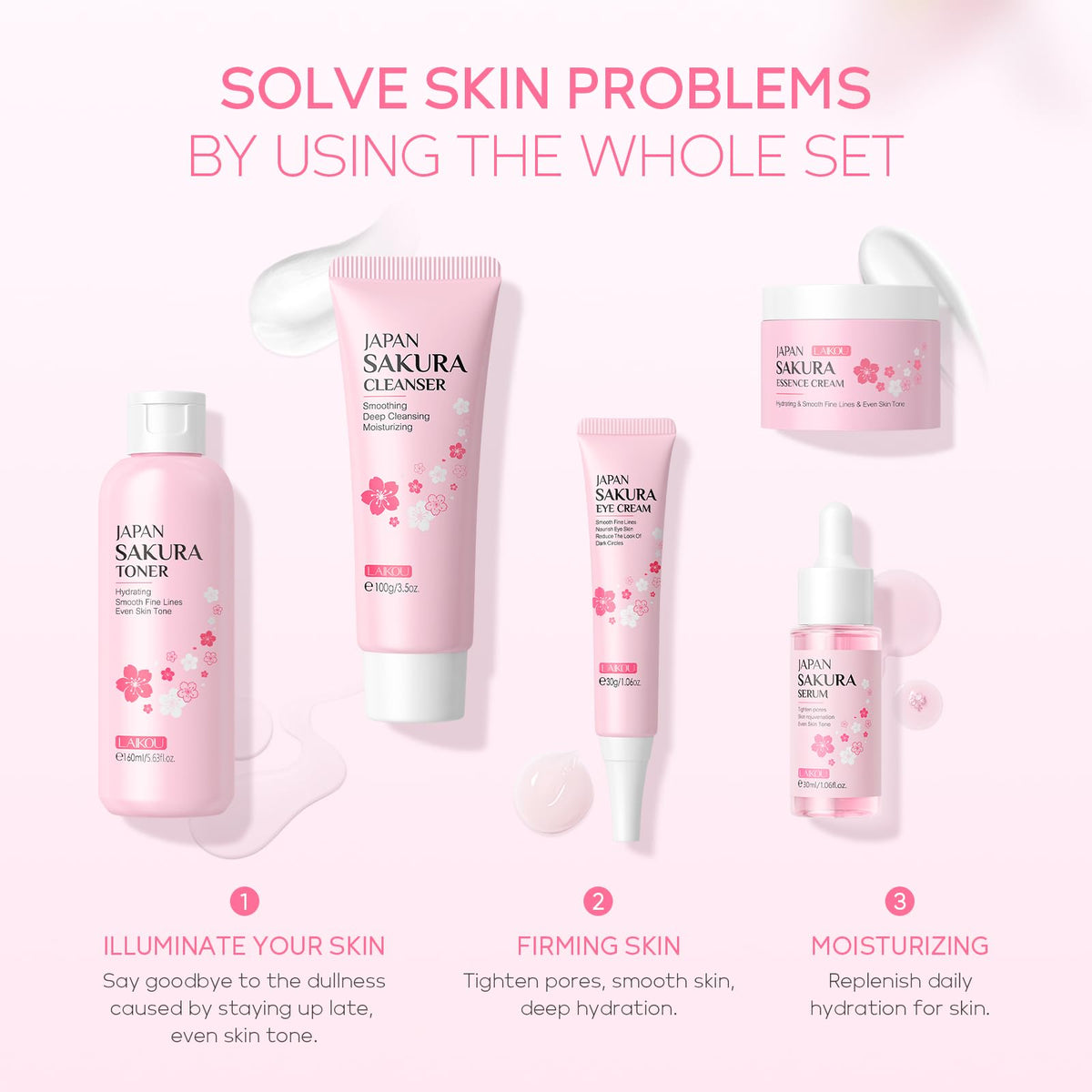 LAIKOU products on vanity lifestyle suggesting daily skincare ritual