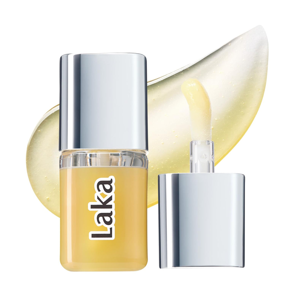 Laka front packaging clear gloss showing bottle and shine benefits