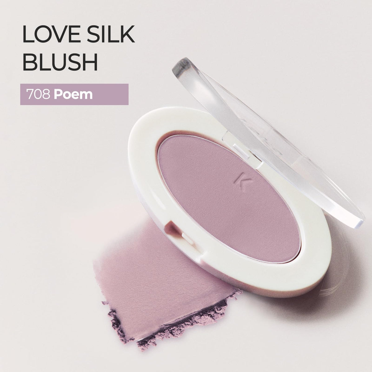 Laka close-up of blush pan revealing silky texture and luminous finish