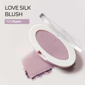 Laka close-up of blush pan revealing silky texture and luminous finish