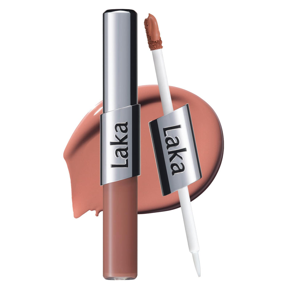 Laka product front packaging showing dual-ended pen and shade #903 Nude Odd benefit: easy storage