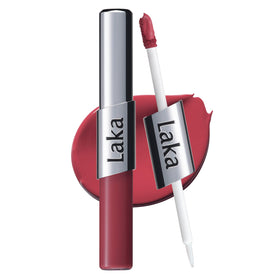 Laka front packaging showing dual-ended pen and shade label benefit: compact convenience