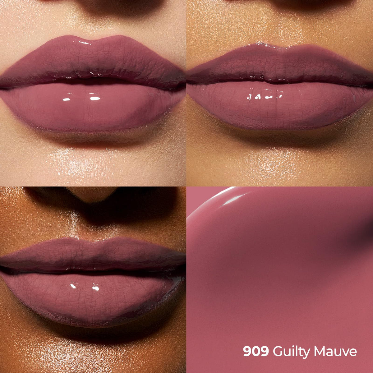 Laka swatches on arm illustrating #909 guilty mauve pigmentation and layering options