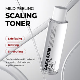 Laka watery toner texture pouring from bottle demonstrating lightweight absorption