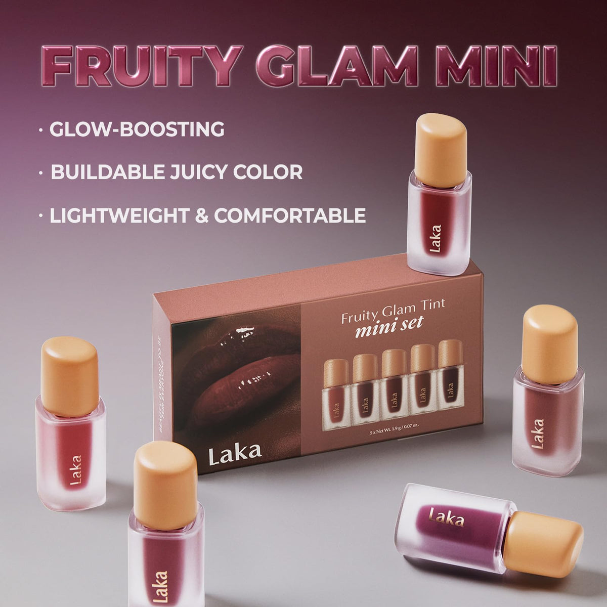 Laka Cherry close-up displaying vivid pigment and long-lasting color benefit