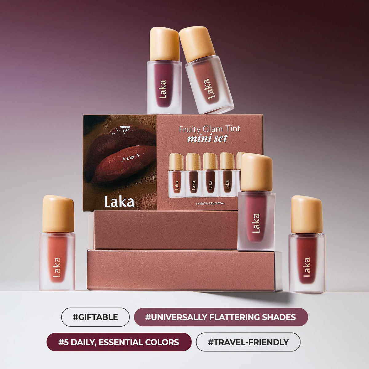Laka Dewy close-up showing sheer glossy texture and hydrating look benefit