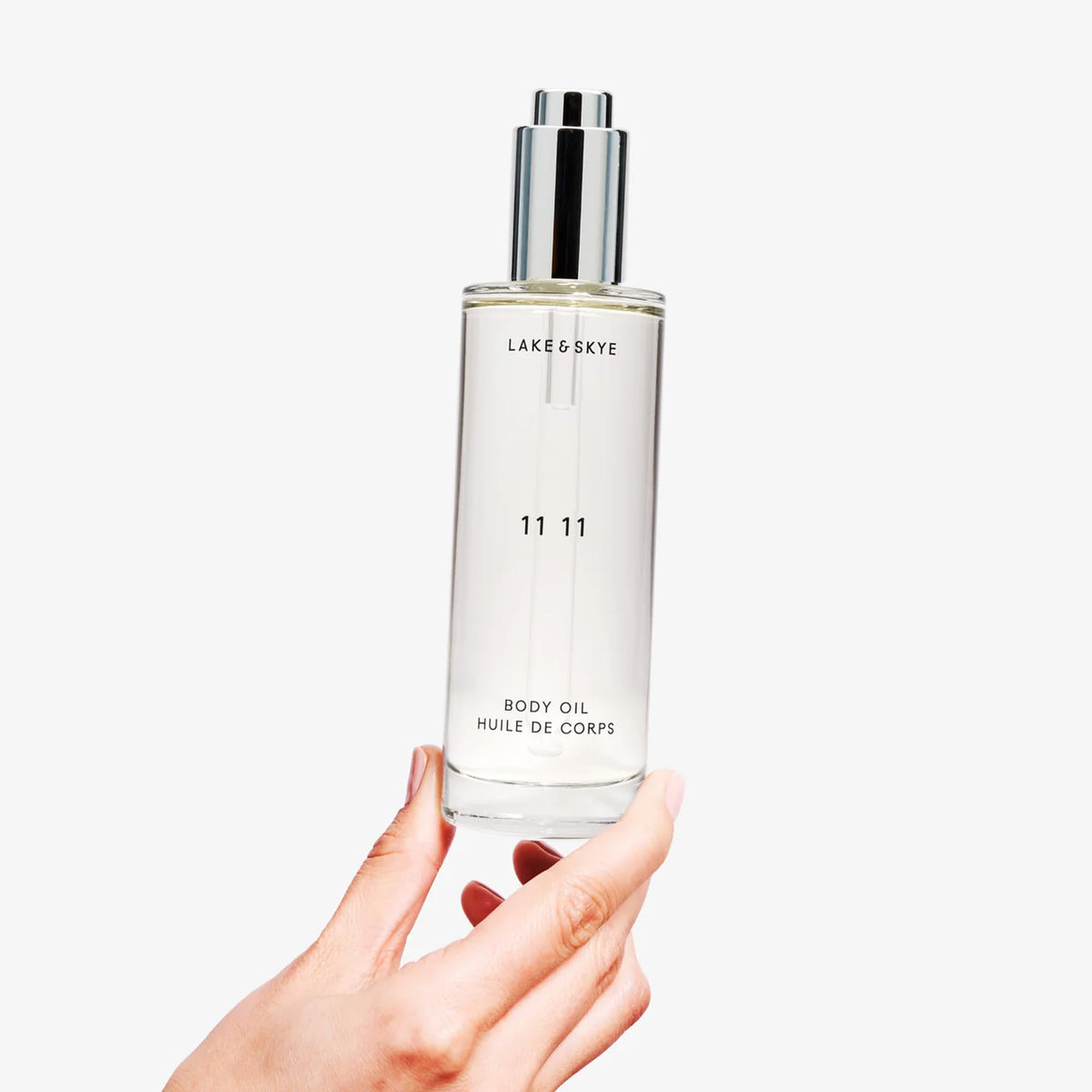 Lake & Skye bottle held in hand showing travel-ready 3.4 fl oz convenience