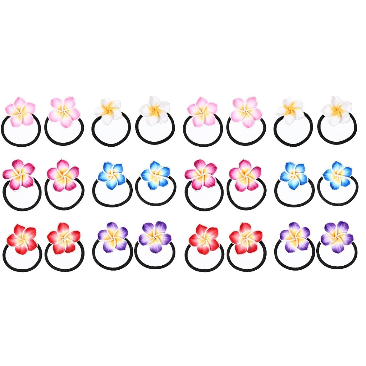 LALAFINA front packaging showing 24 floral hair ties and colorful assortment benefit