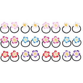 LALAFINA front packaging showing 24 floral hair ties and colorful assortment benefit