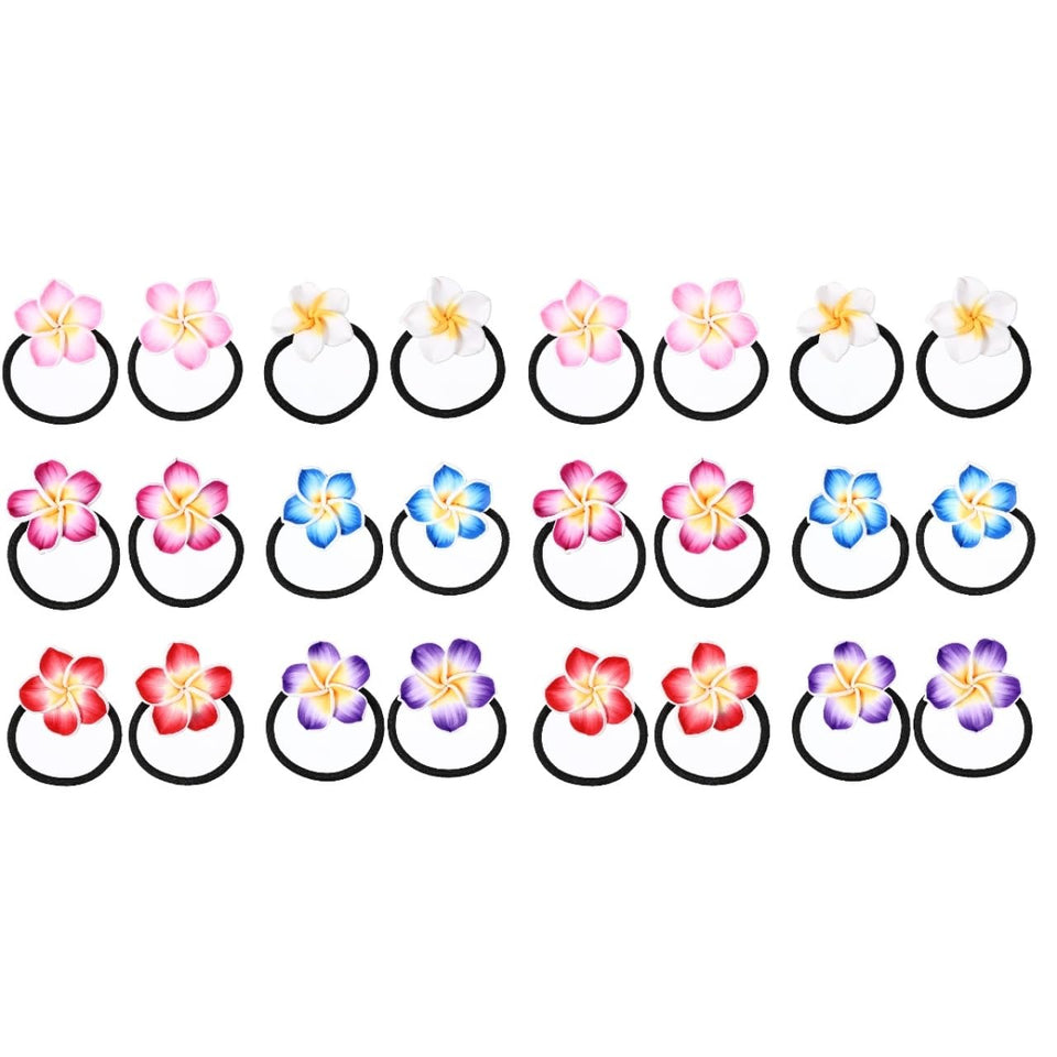 LALAFINA front packaging showing 24 floral hair ties and colorful assortment benefit