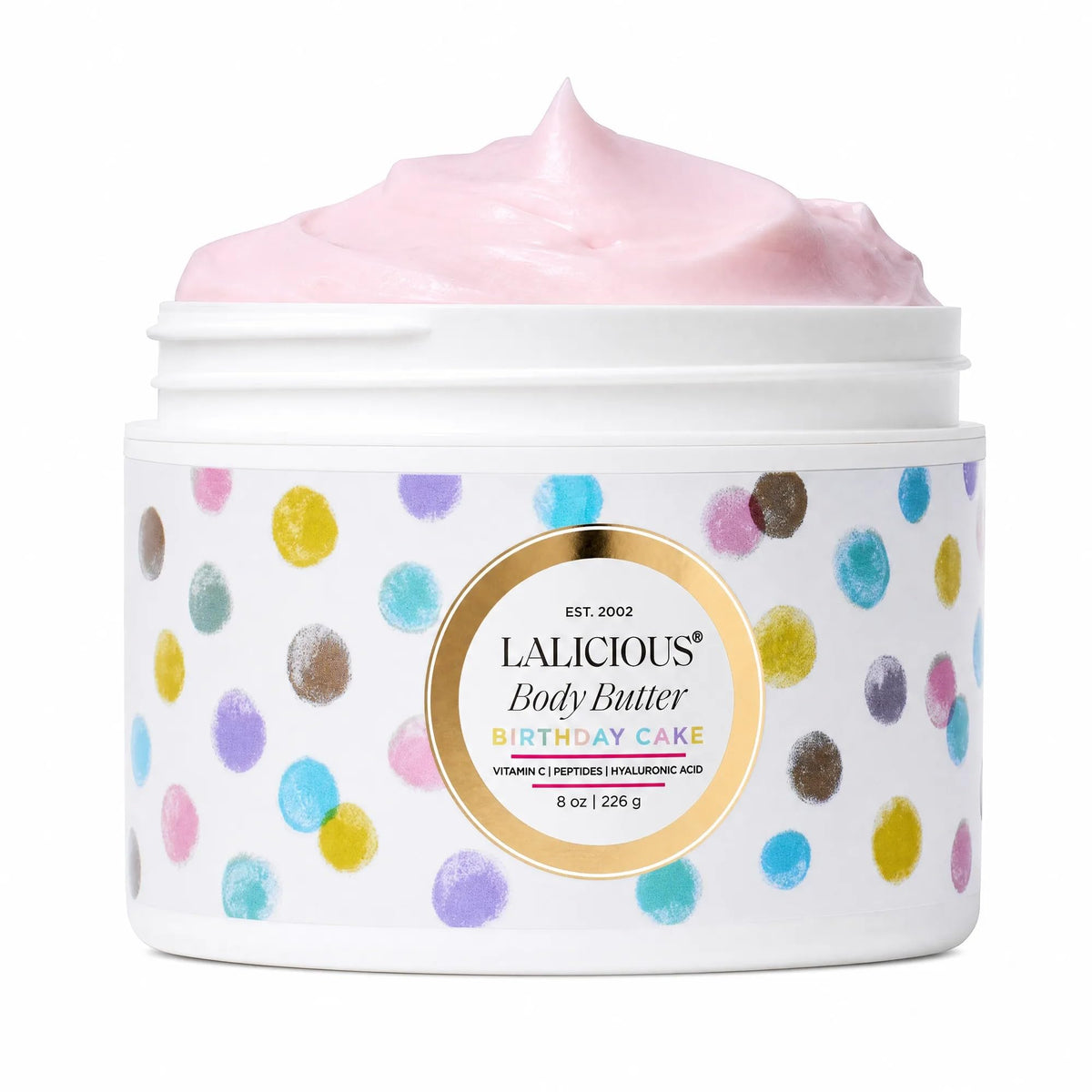 LALICIOUS front jar shot showing label and elegant packaging for gifting