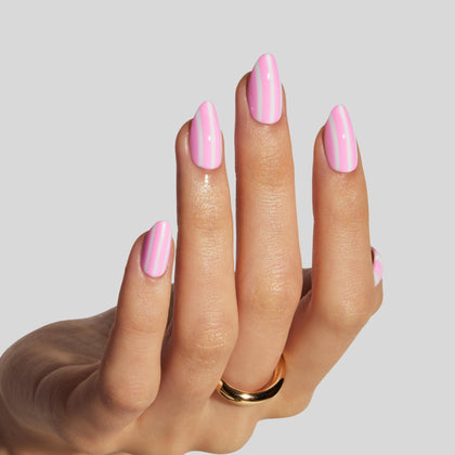 LAMIMOSA front packaging showing candy stripe pink nails and kit benefits