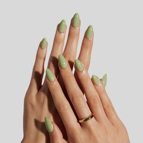 LAMIMOSA front packaging showing sage green nails and kit items, attractive presentation