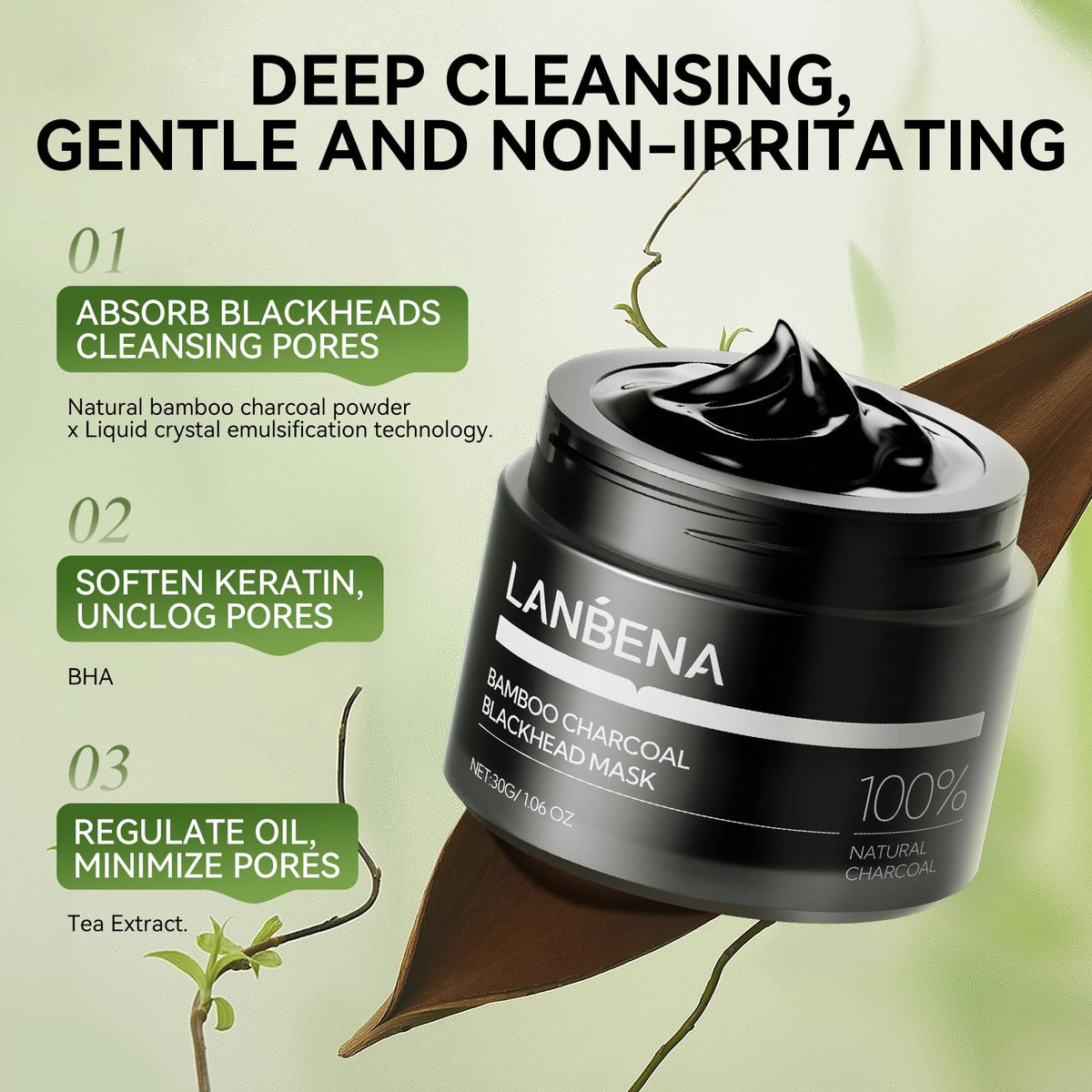 LANBENA application on nose demonstrating smooth coverage for effective pull