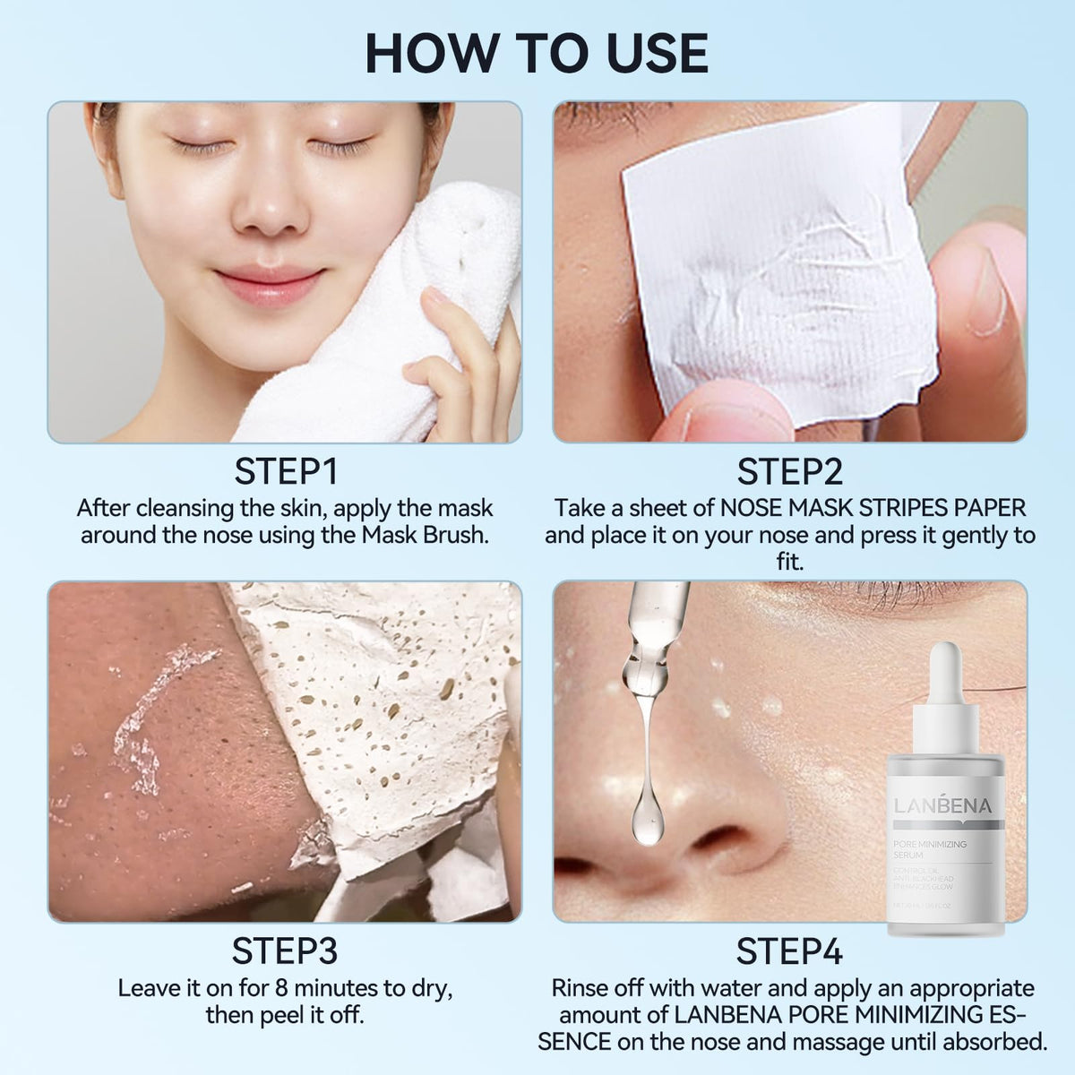 LANBENA before and after nose comparison displaying clearer pores