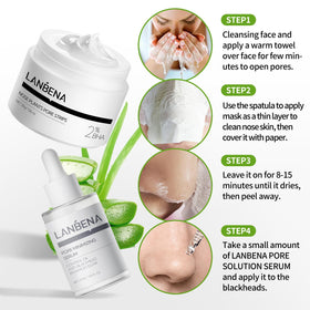 LANBENA product in use on nose removing blackheads for clearer skin