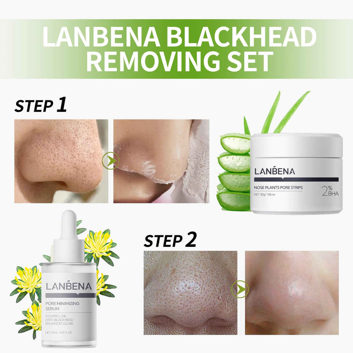 LANBENA kit staged on bathroom counter suggesting at-home skincare ritual