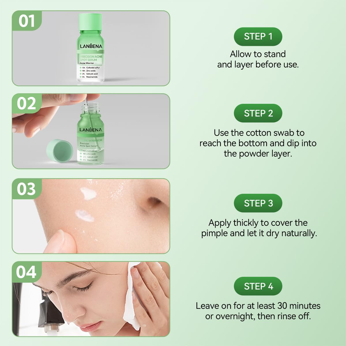 LANBENA lifestyle shot of model treating a facial spot for clear skin