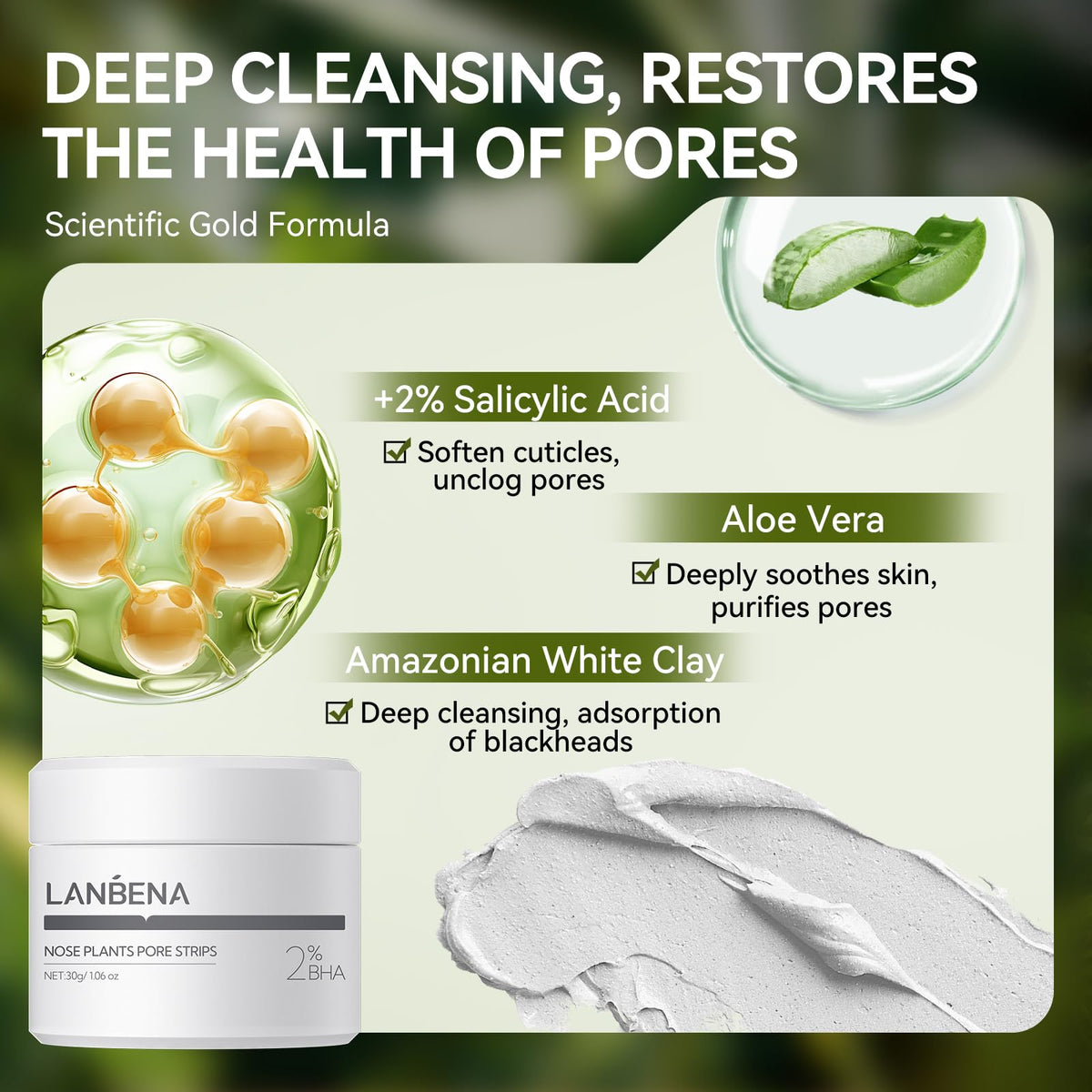 LANBENA peeled mask with trapped impurities illustrating extraction benefit