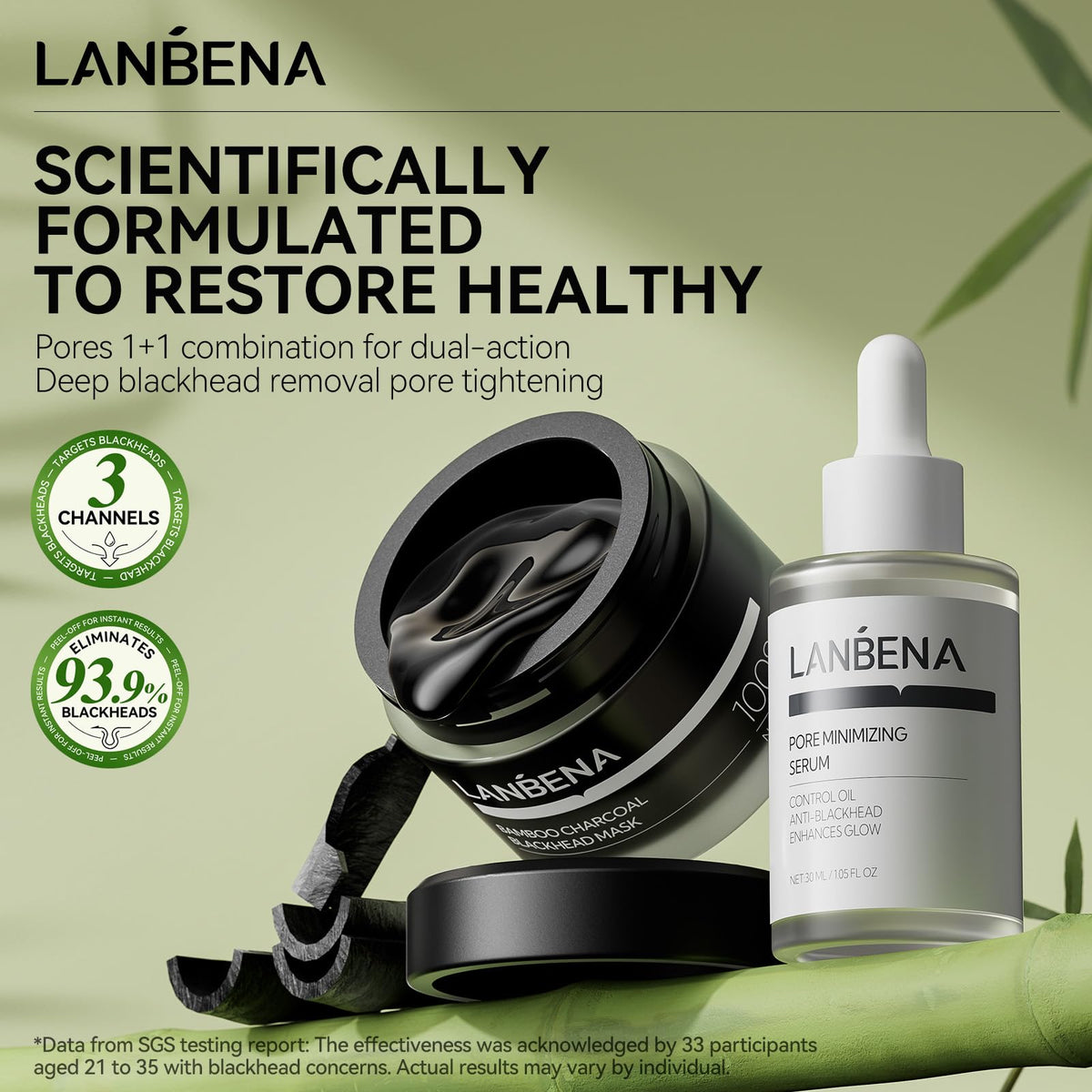 LANBENA serum bottle closeup highlighting concentrated formula