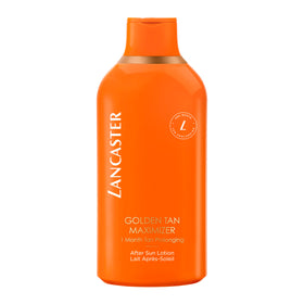 Lancaster front packaging showing bottle and benefits for visible tan