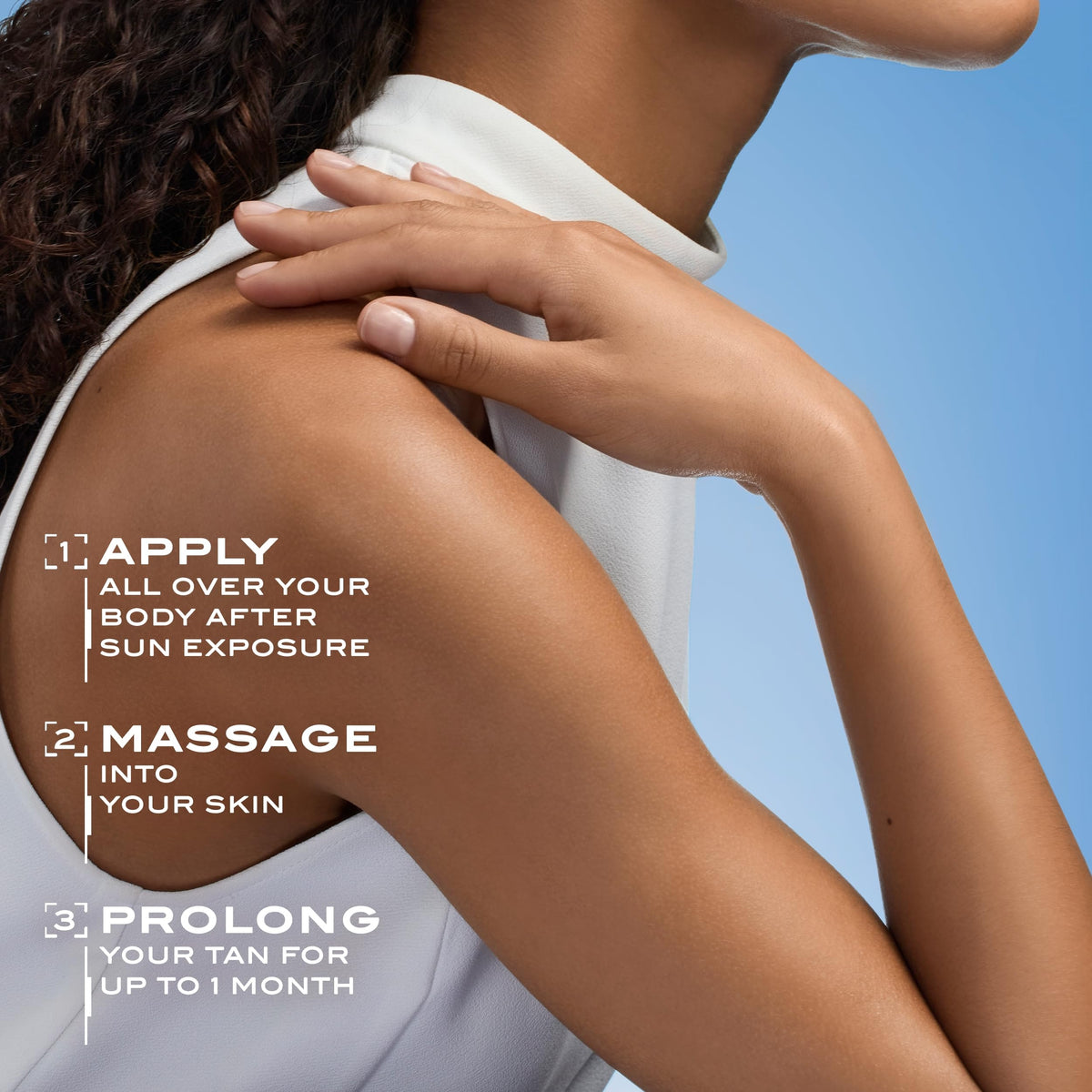 Lancaster applying lotion to arm demonstrating soothing, softening effect