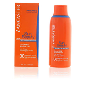 Lancaster velvet milk travel size in beach bag showing portability and on-the-go protection