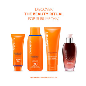 Lancaster after-tan result showing smoother firmer-looking skin