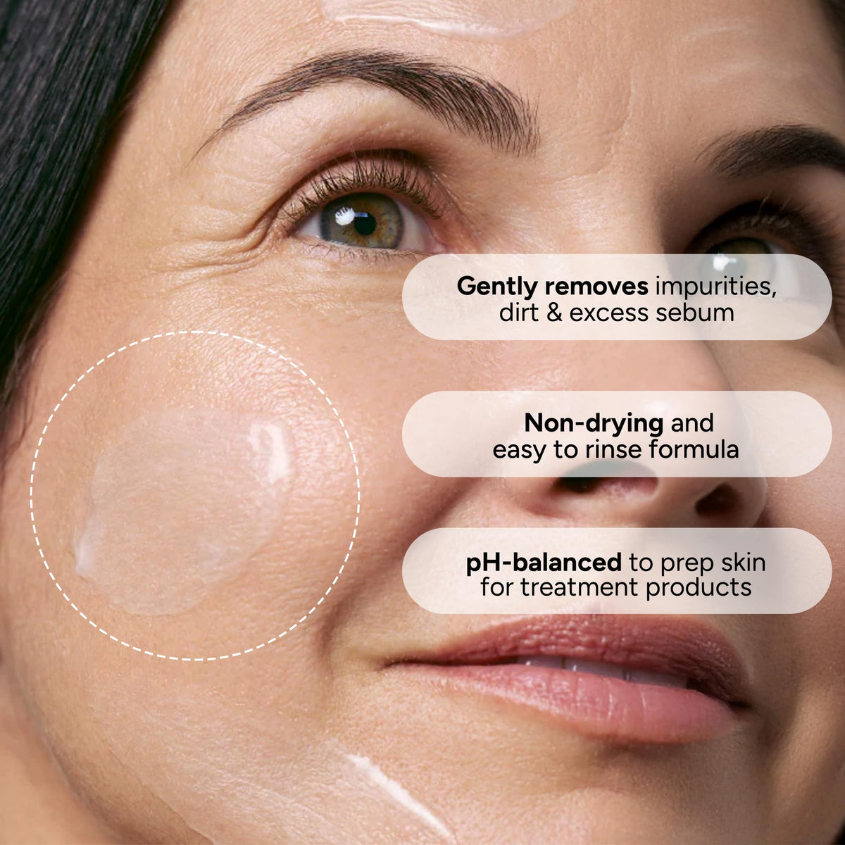 Lancer texture close-up foamy lather demonstrating gentle cleansing benefit