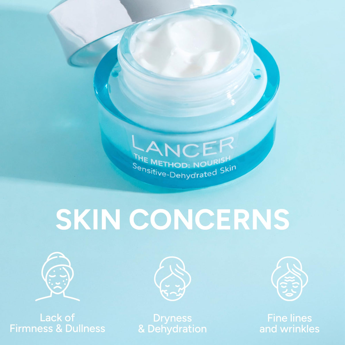 Lancer product spread on hand showing blendability and lightweight hydration benefit