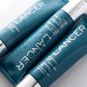 Three-step Lancer Method trio with Polish, Cleanse, Nourish illustrating coordinated routine