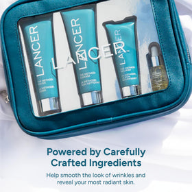 Lancer flatlay of routine steps illustrating easy at-home method benefit