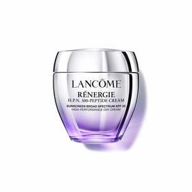 Lancôme cream jar front view showing product and branding benefits