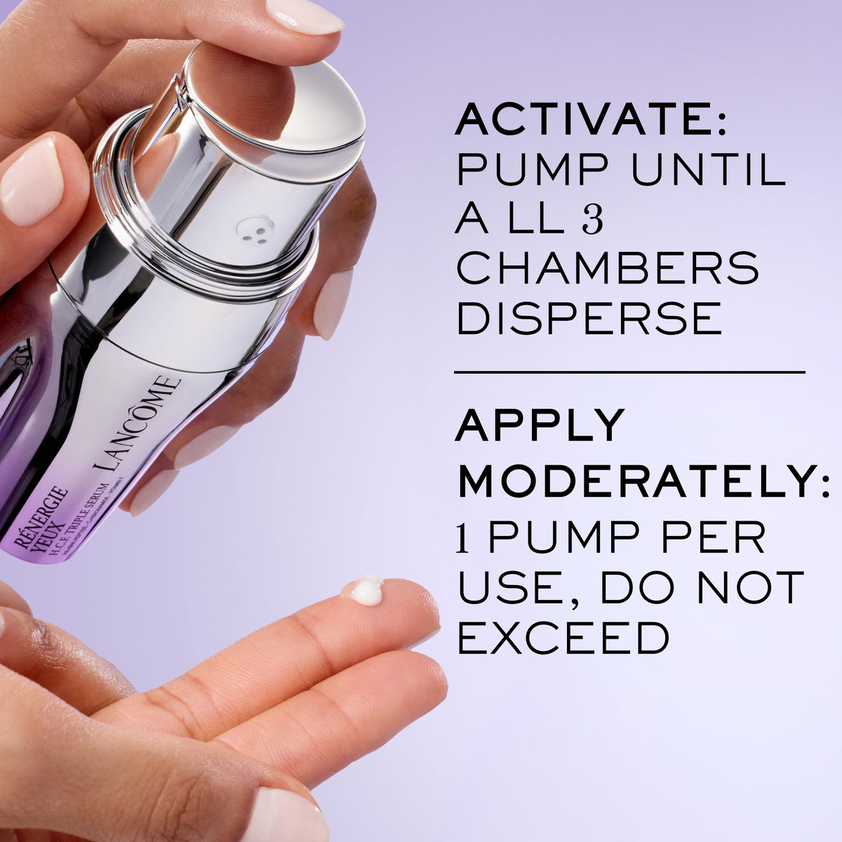 Lancôme before and after comparison showing reduced puffiness and smoother skin