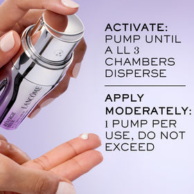 Lancôme before and after comparison showing reduced puffiness and smoother skin