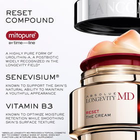 Lancôme Absolue Longevity MD being applied to cheek showing immediate skin-plumping effect