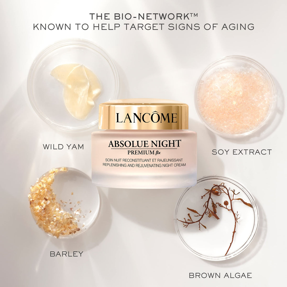 Lancôme close texture shot highlighting smooth cream for plumper skin
