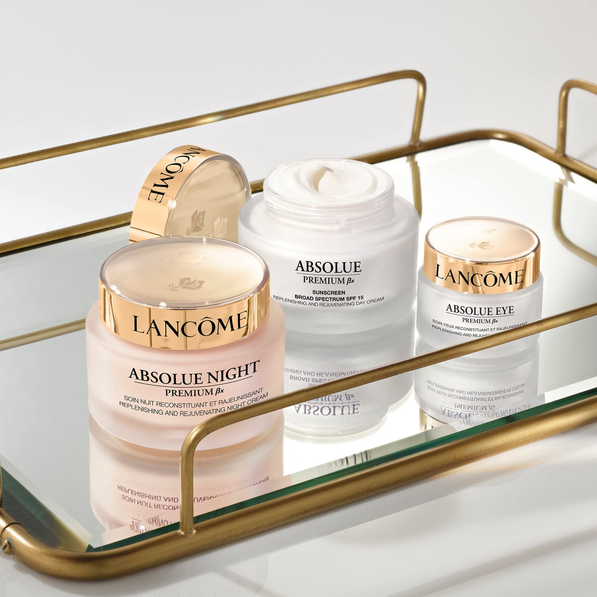 Lancôme label detail close-up showing product name and premium formulation benefit