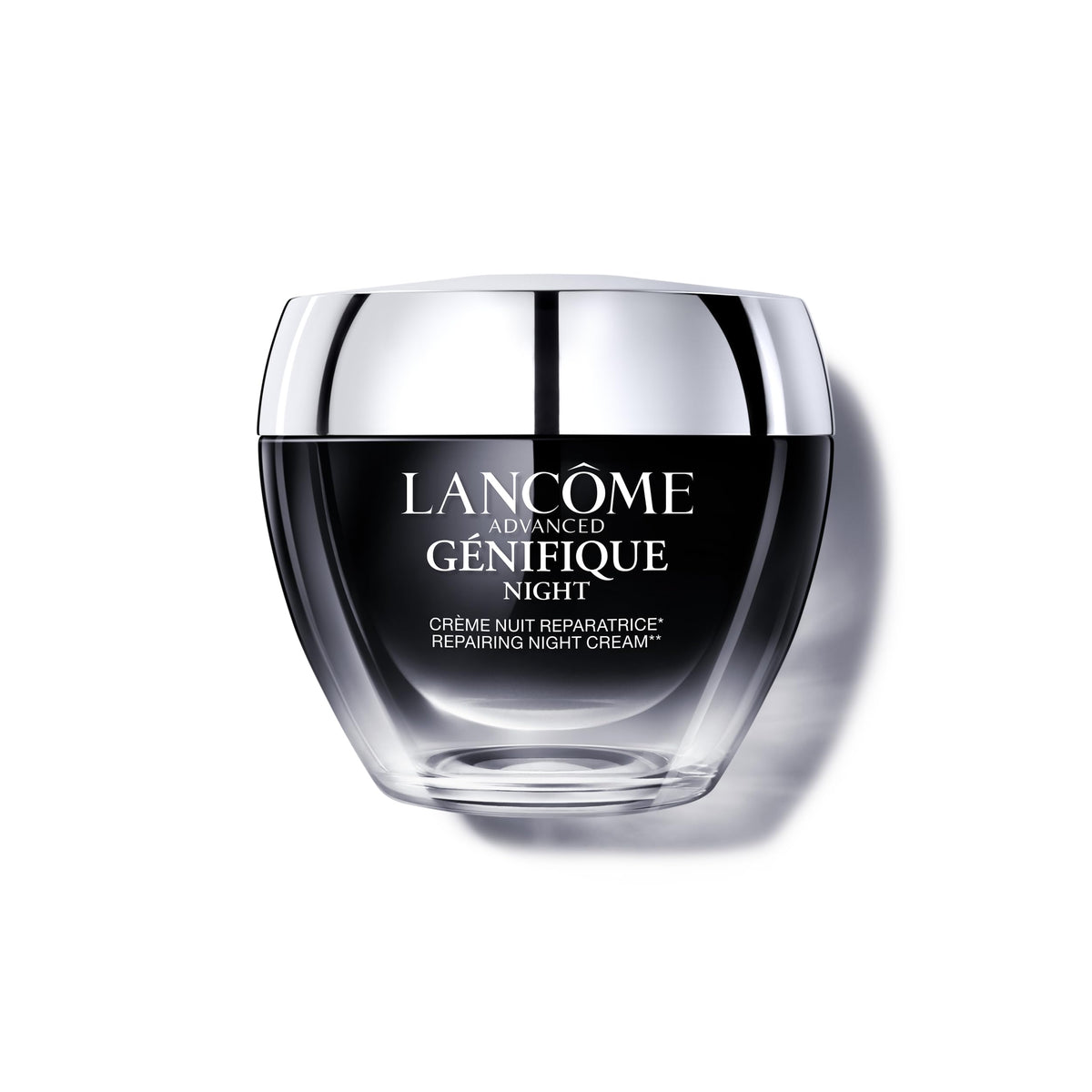 Lancôme front jar view showing elegant packaging and nourishing night cream benefit